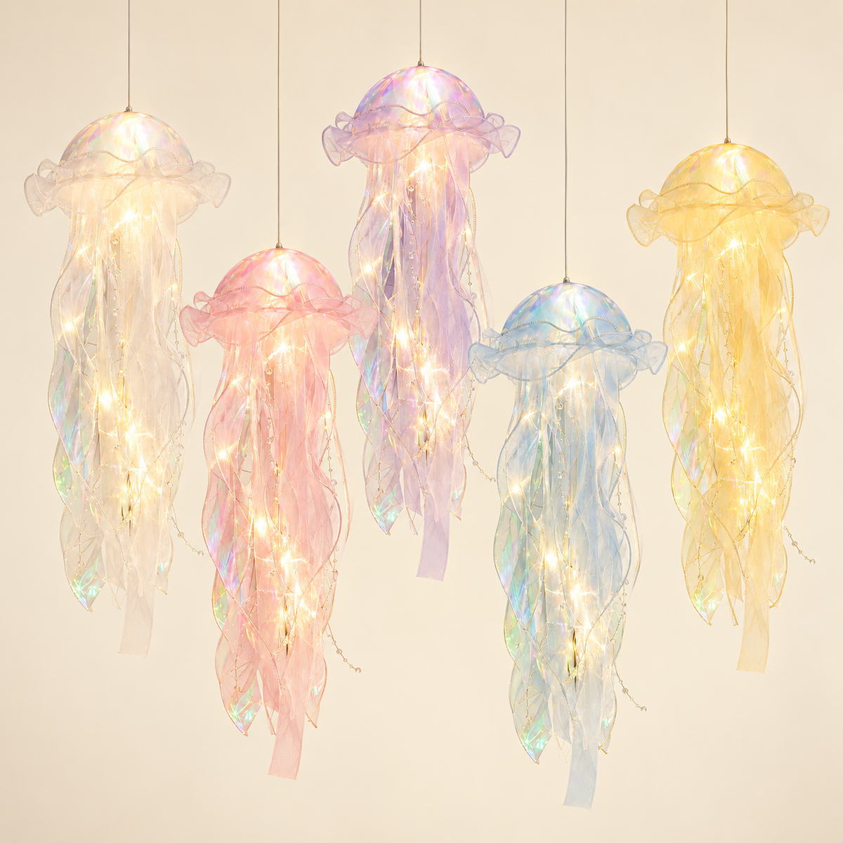 Jelly Lantern – Hanging Jellyfish Lamp - Multicolor Set of 5 variant