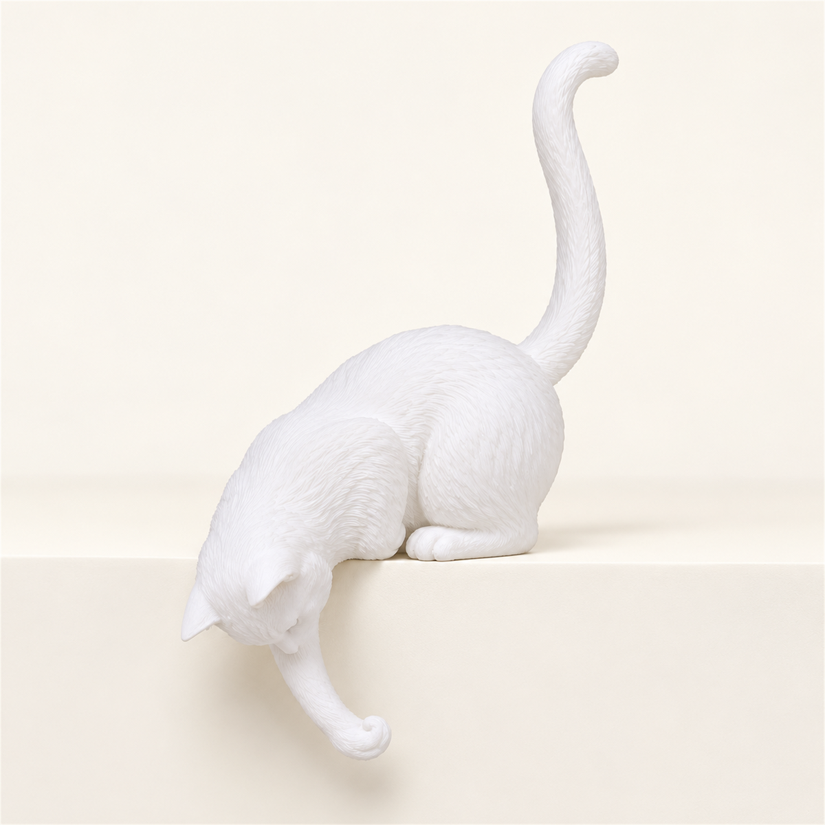 Lantern Cat – Cat Shelf Decor with Lantern Options - White Cat · No Lantern variant