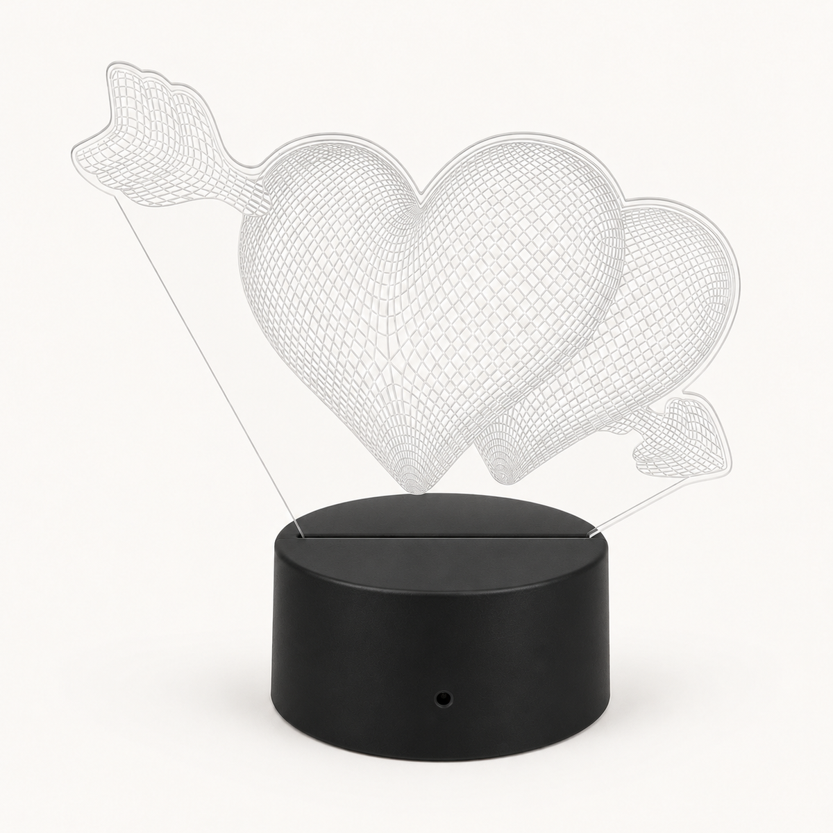 Love Struck – 3D Heart Table Lamp - Black Base / Double Hearts variant