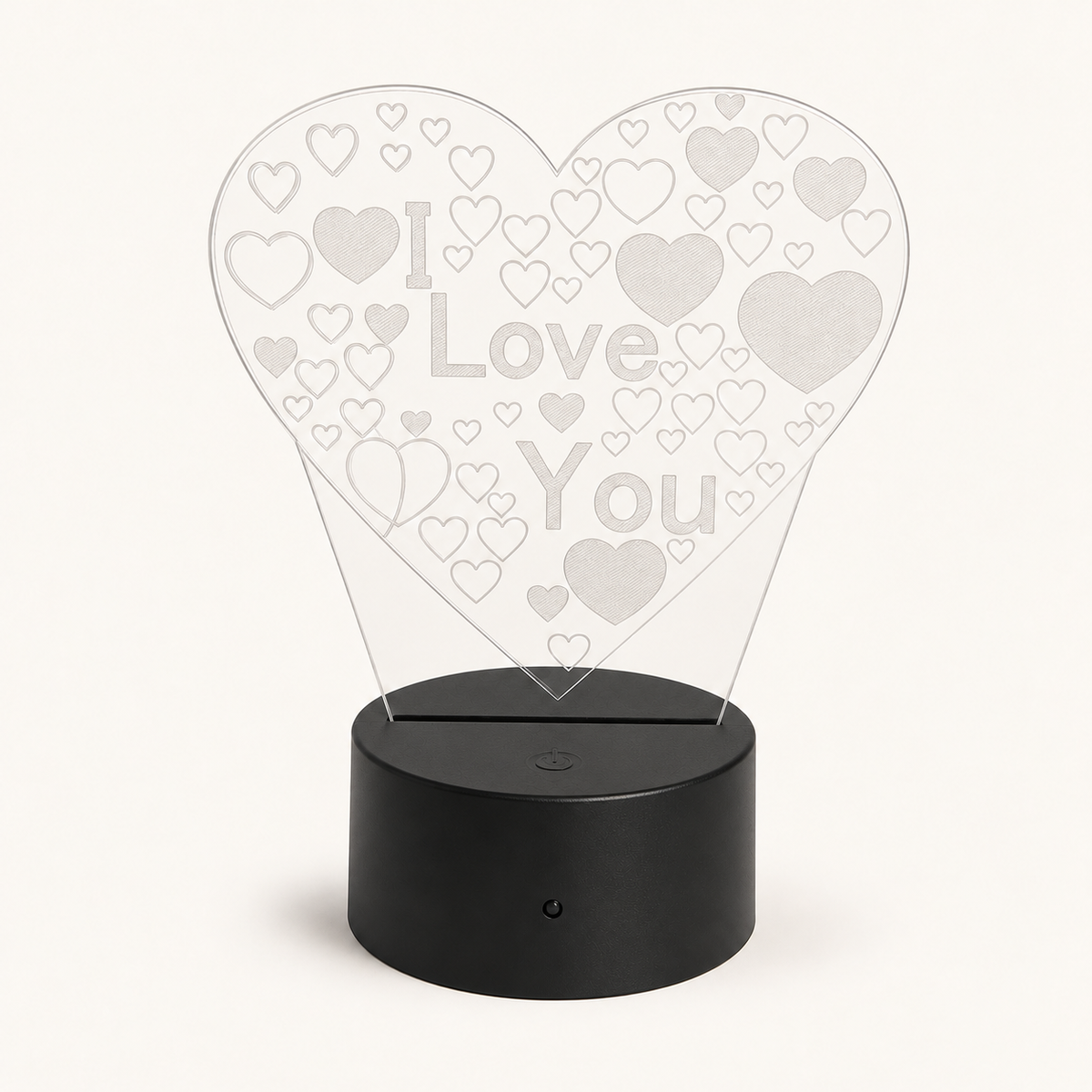 
Love Struck – 3D Heart Table Lamp - Black Base / Heart Collage variant