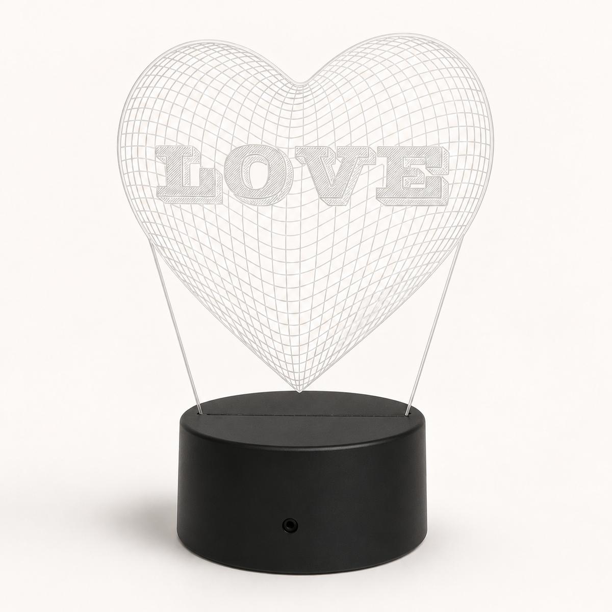 
Love Struck – 3D Heart Table Lamp - Black Base / LOVE Heart variant
