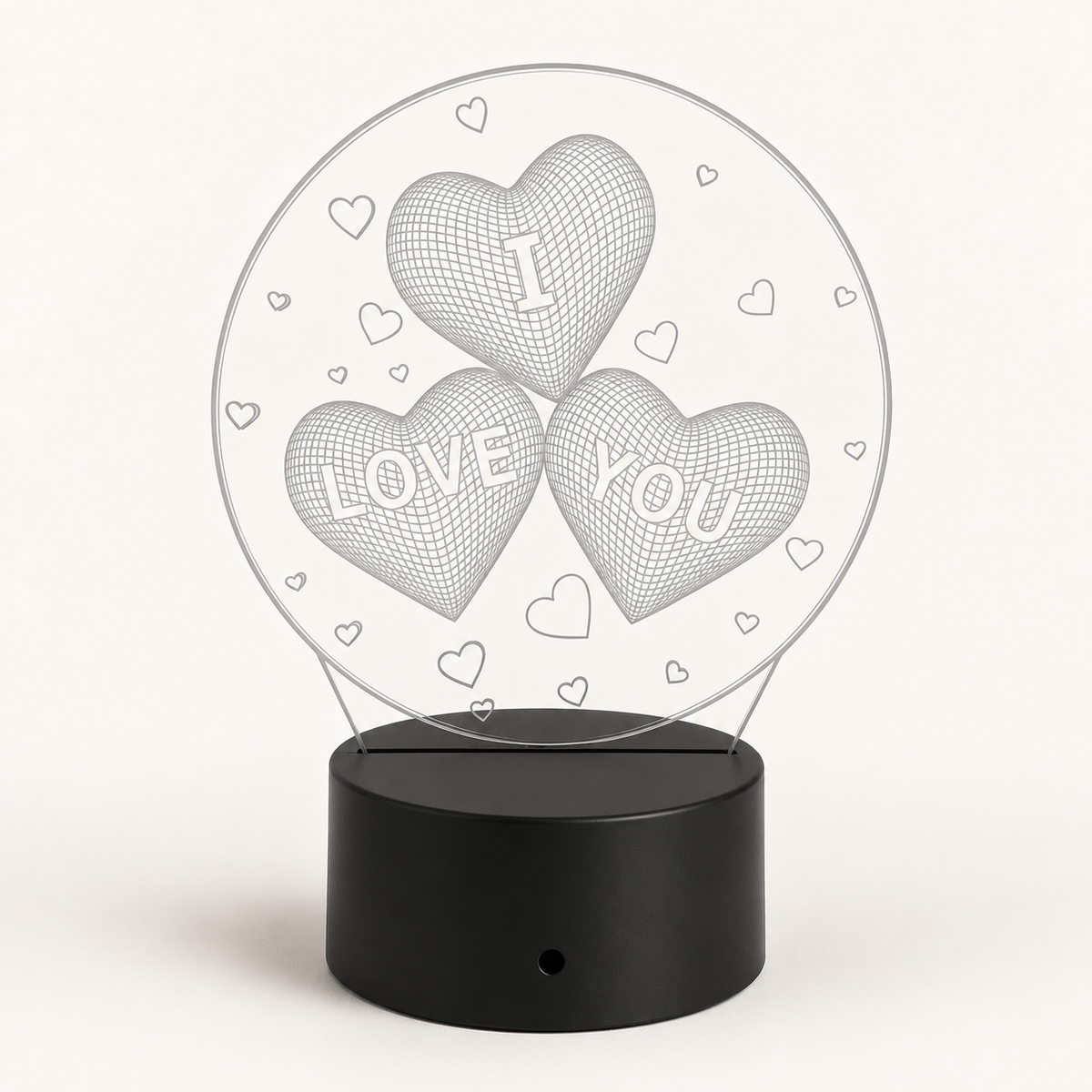 
Love Struck – 3D Heart Table Lamp - Black Base / Triple Hearts variant