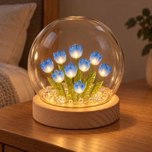 Tulip Cloche – DIY Glass Tulip Night Lamp Kit - nighttime view