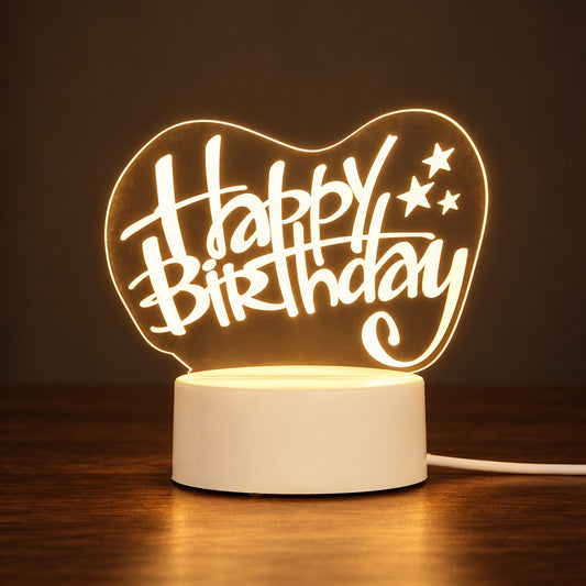 Love Note – Engraved Acrylic Lamp - nighttime view