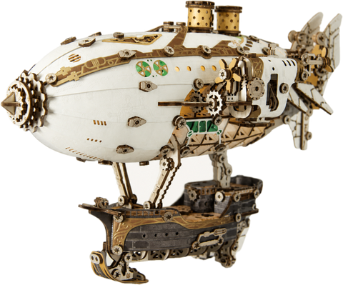 Sky Ship – Wooden Airship Model Kit with LED Lights