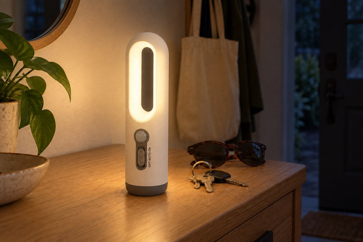Night Guard – 2-in-1 Sensor Night Lamp and Torch with the light switched on