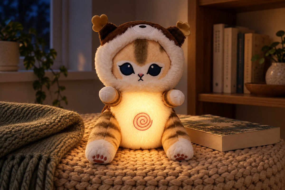 ObiLullaby – Musical Breathing Plush Toy with the light switched on