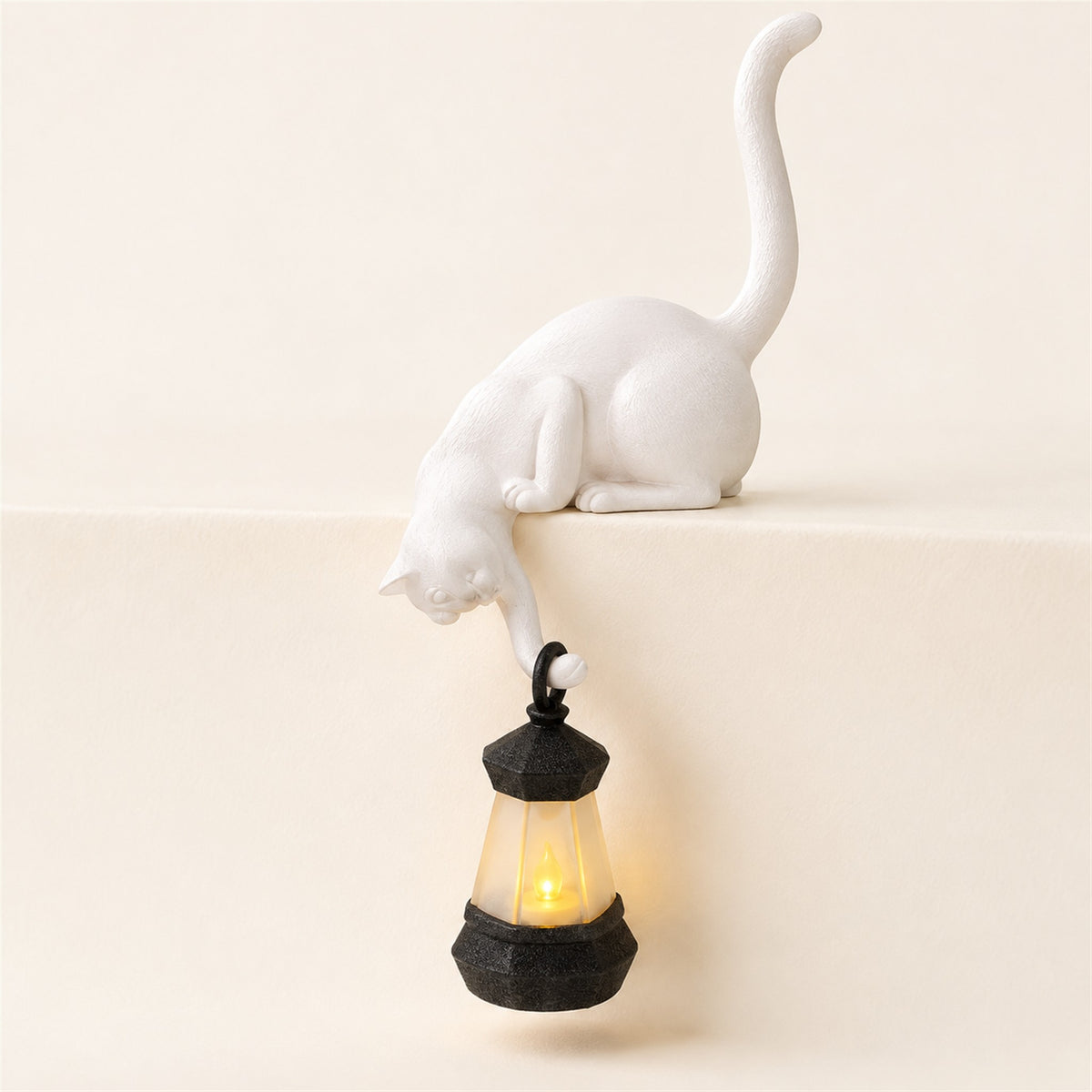 
Lantern Cat – Cat Shelf Decor with Lantern Options - studio view