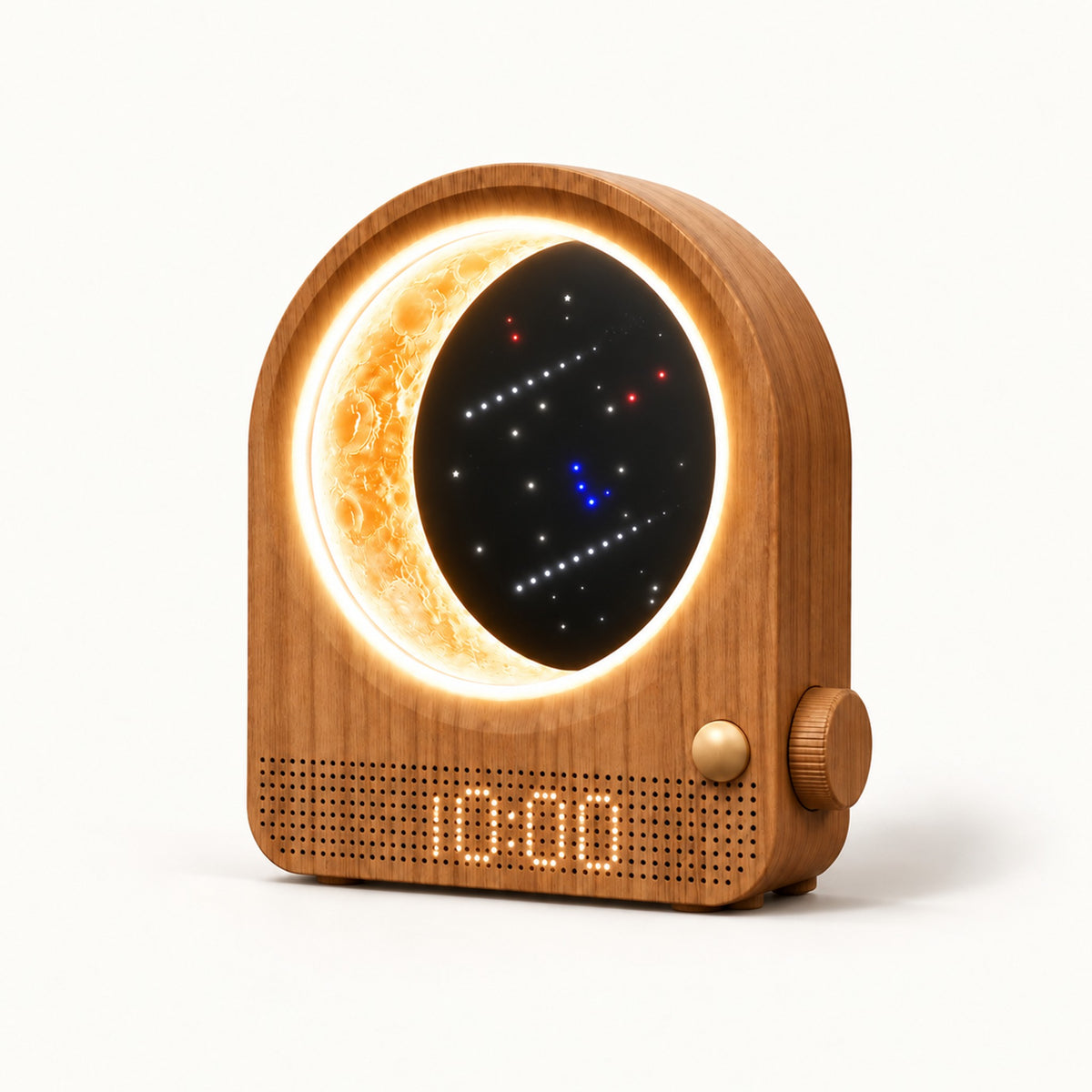 
Crescent Dawn – Sunrise Alarm Clock with Moon Lamp - Brown Wood Grain variant