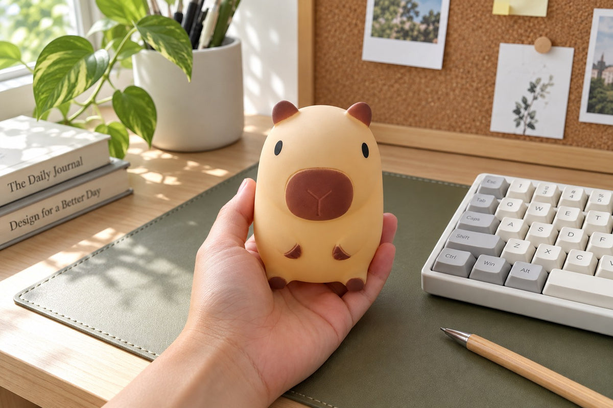 ObiPeanut – Pocket Capybara Night Lamp with the light switched off