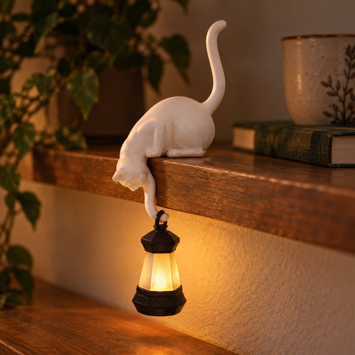 Lantern Cat – Cat Shelf Decor with Lantern Options