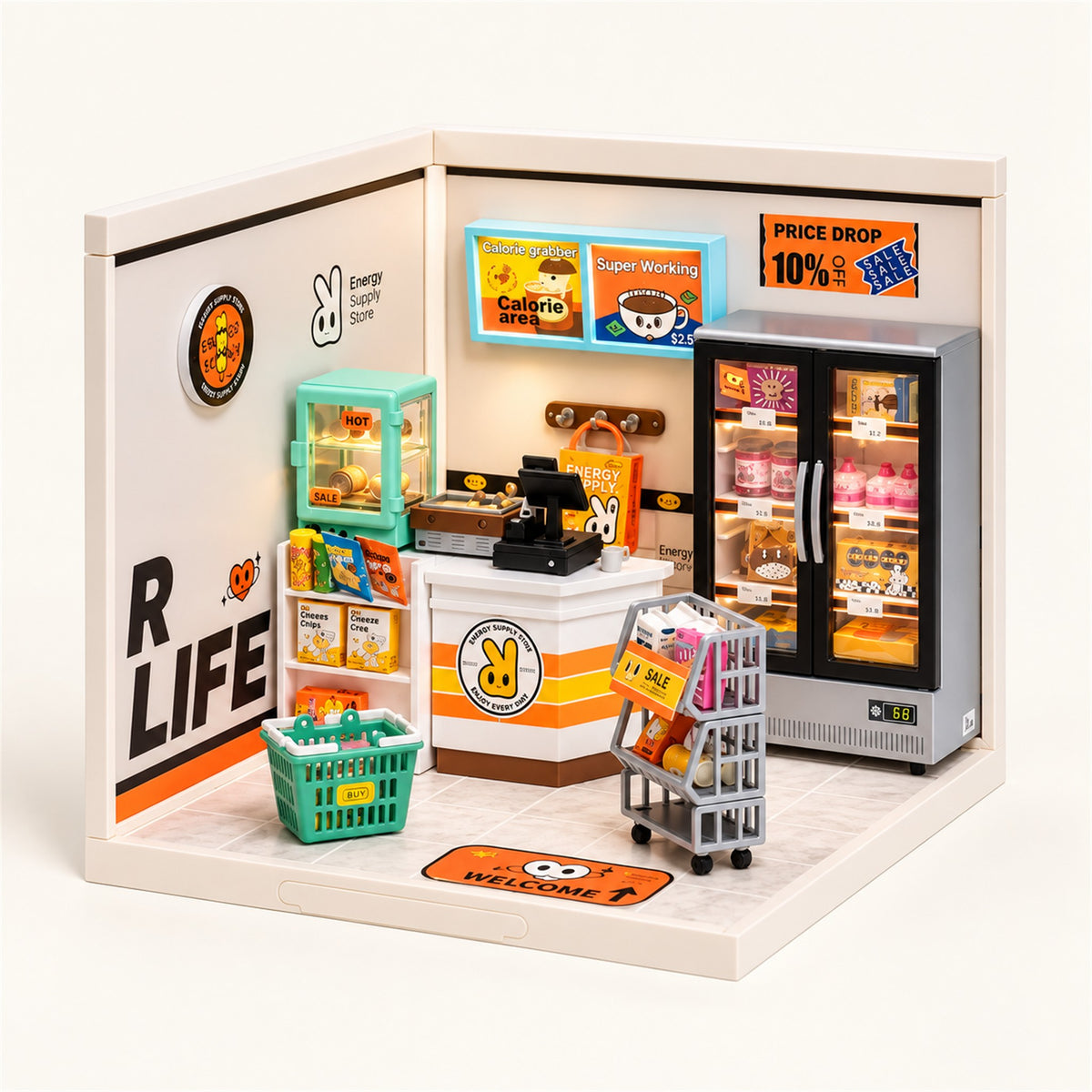 
Corner Café – Miniature Shop Building Block Set with LED - Convenience Store variant