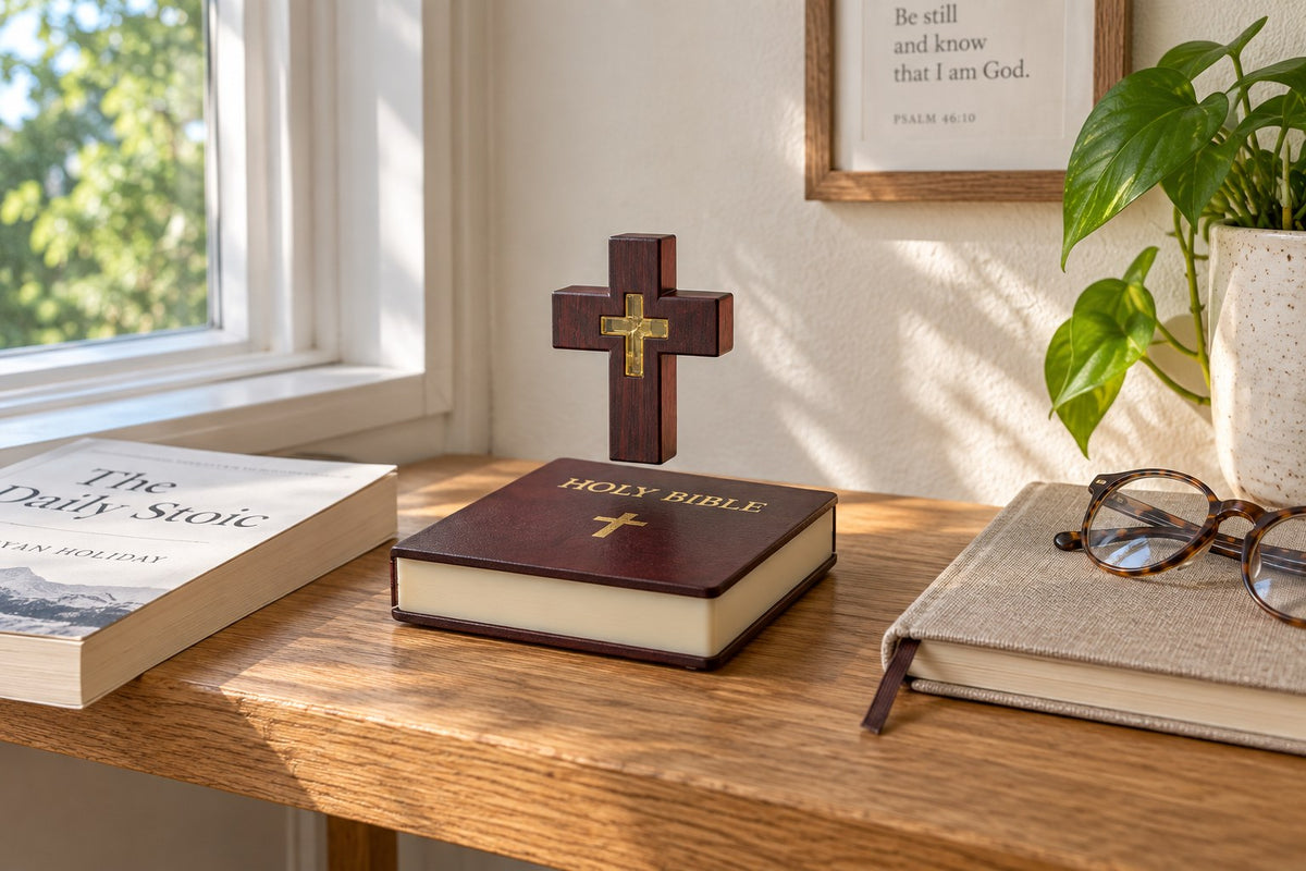 Floating Cross – Levitating Cross Lamp with the light switched off