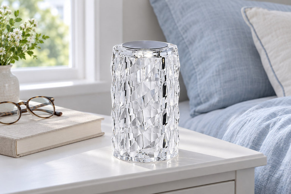Crystal Rose – Rechargeable 16-Color Bedside Lamp with the light switched off