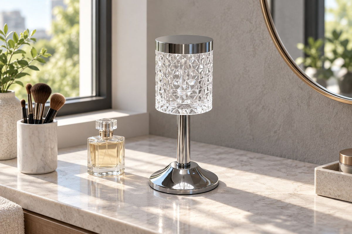 Diamond Tower – RGB Crystal Table Lamp with the light switched off