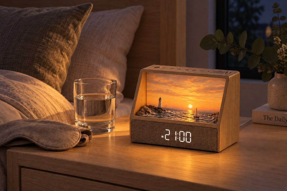 First Light – Sunrise Wake-Up Lamp with the light switched on