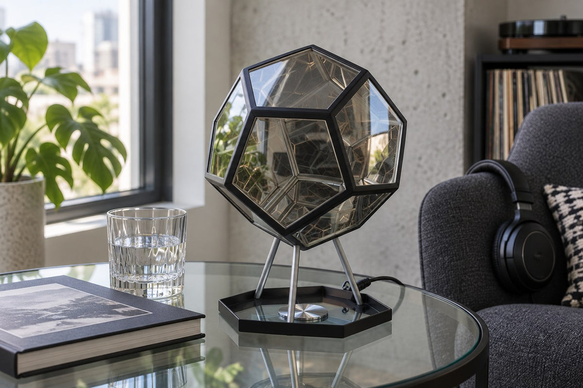 Infinity Gem – Infinity Dodecahedron Lamp with the light switched off