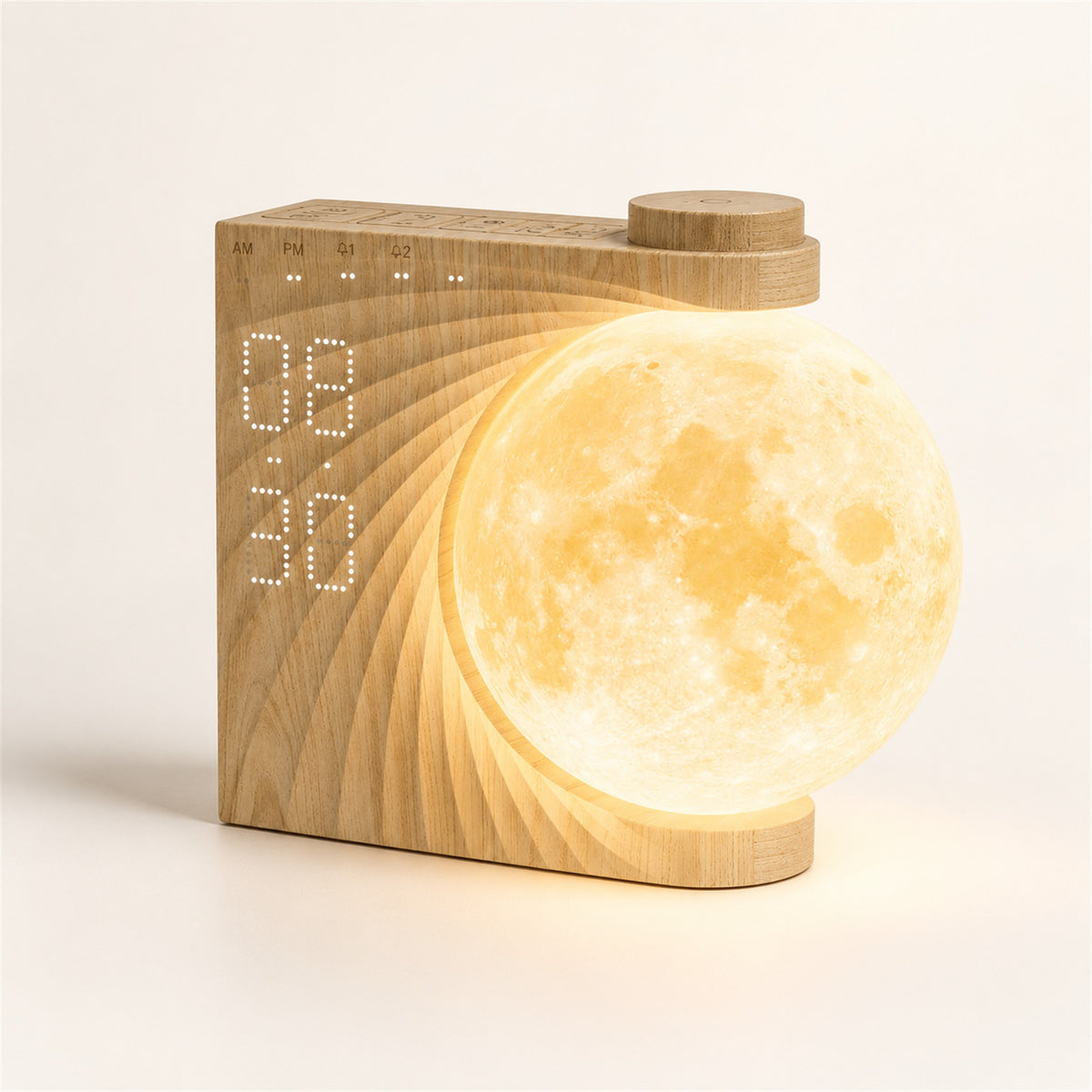 
Moonrise Clock – Sunrise Clock with Moon Lamp - Wood · Rotating Moon variant
