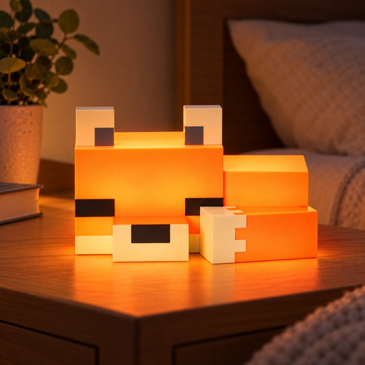 ObiPixel – Blocky Fox Night Lamp - nighttime view