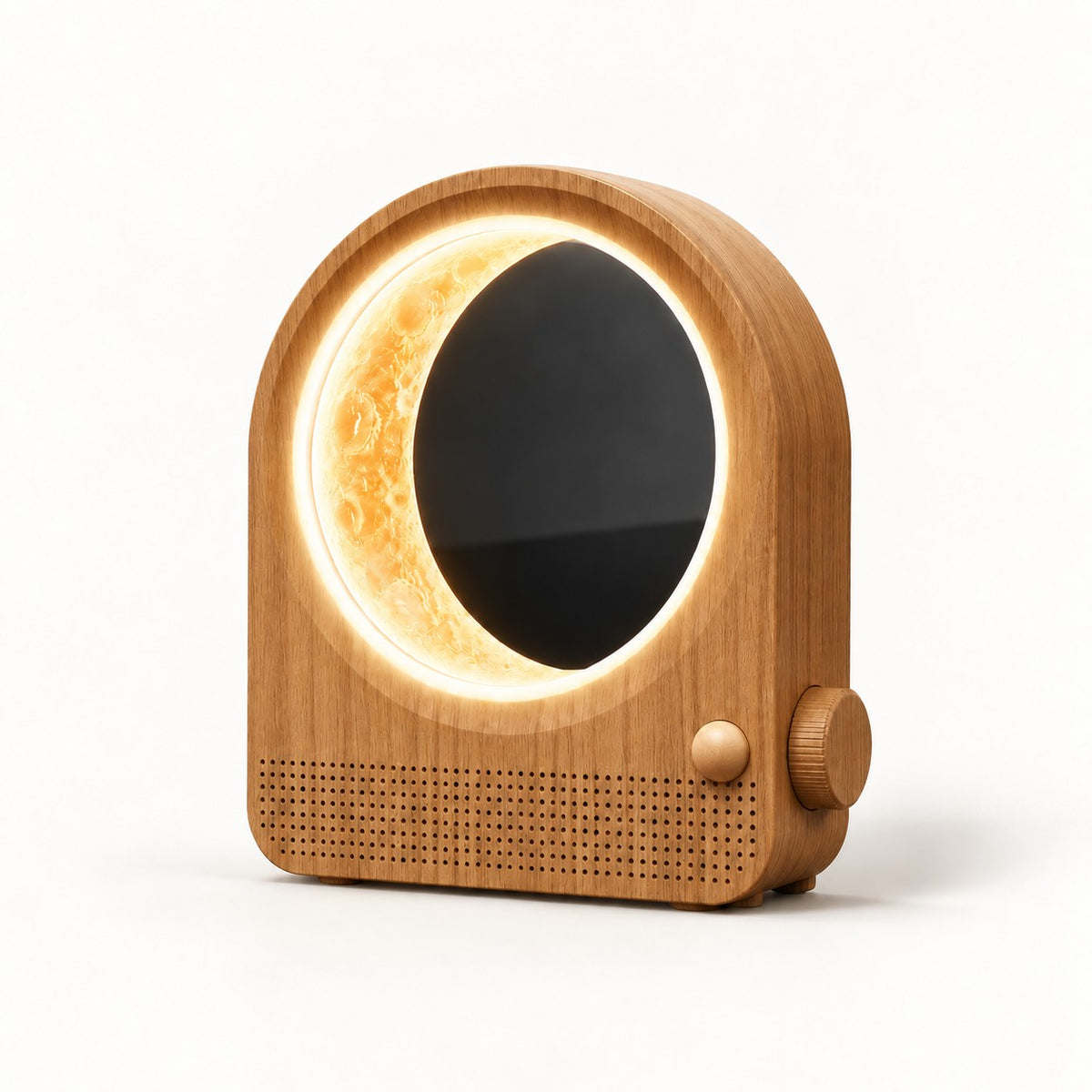 
Crescent Dawn – Sunrise Alarm Clock with Moon Lamp - Brown Wood Grain variant