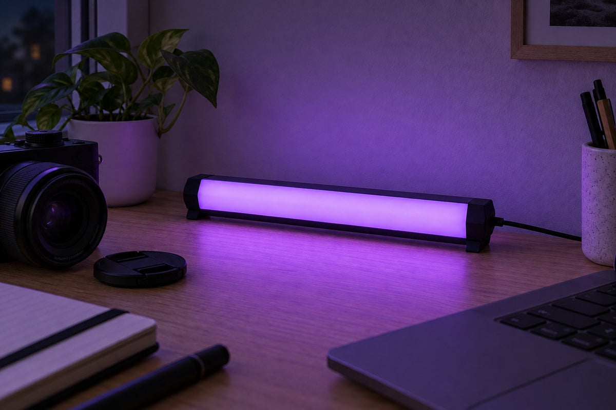 Studio Bar – Rechargeable Photo & Video Lamp with the light switched on