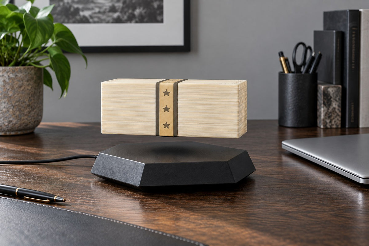 Floating Fortune – Floating Money Lamp with the light switched off