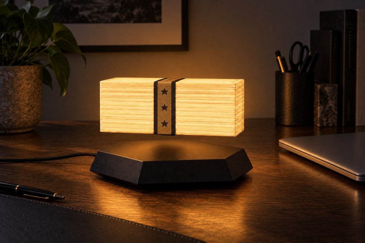 Floating Fortune – Floating Money Lamp with the light switched on