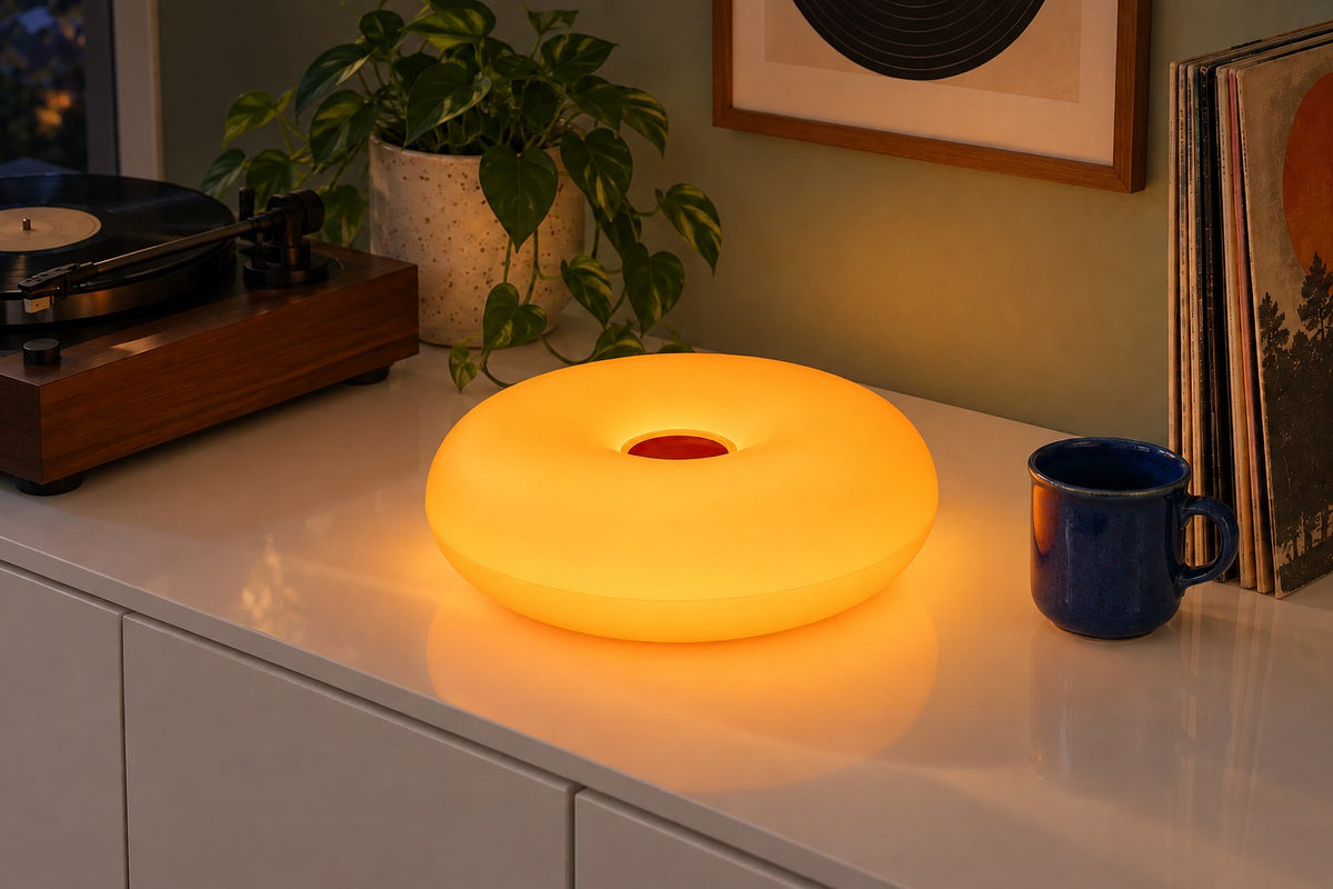 Bauhaus Donut – Bauhaus Ambient Lamp with the light switched on