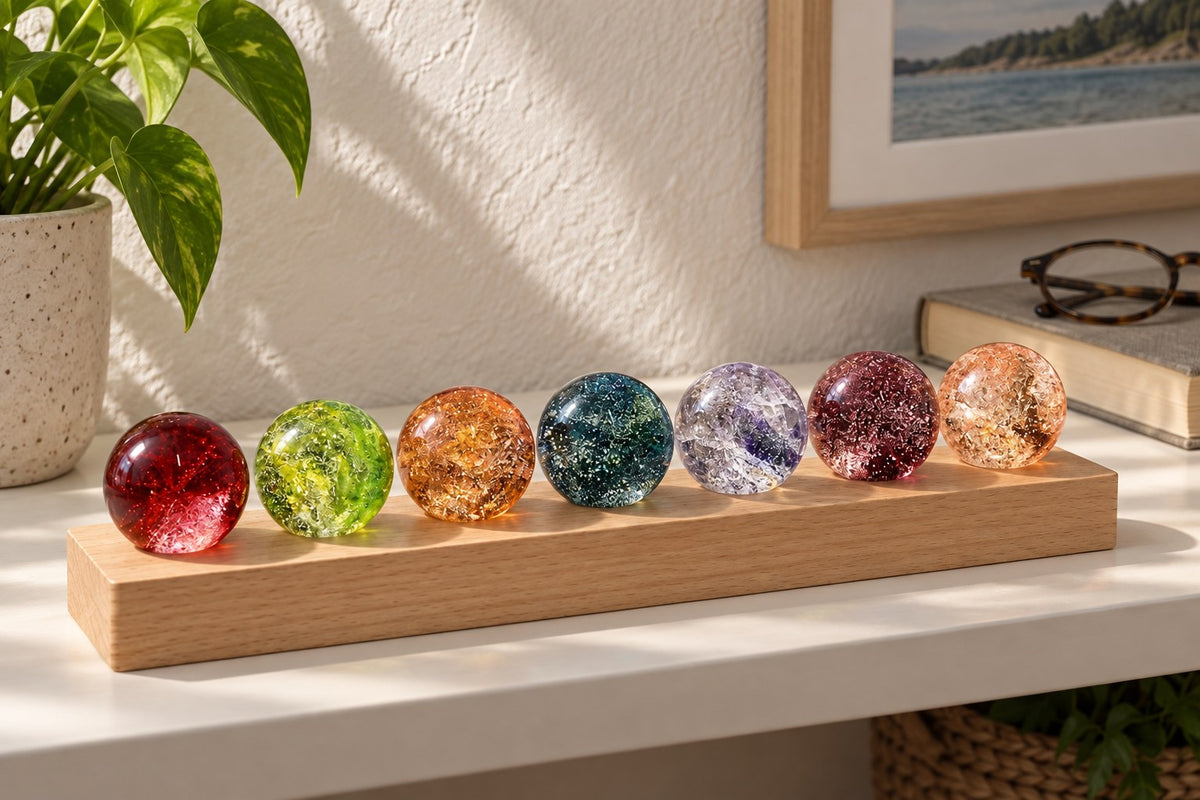 Healing Spheres – Natural Stone Lamp Set with the light switched off
