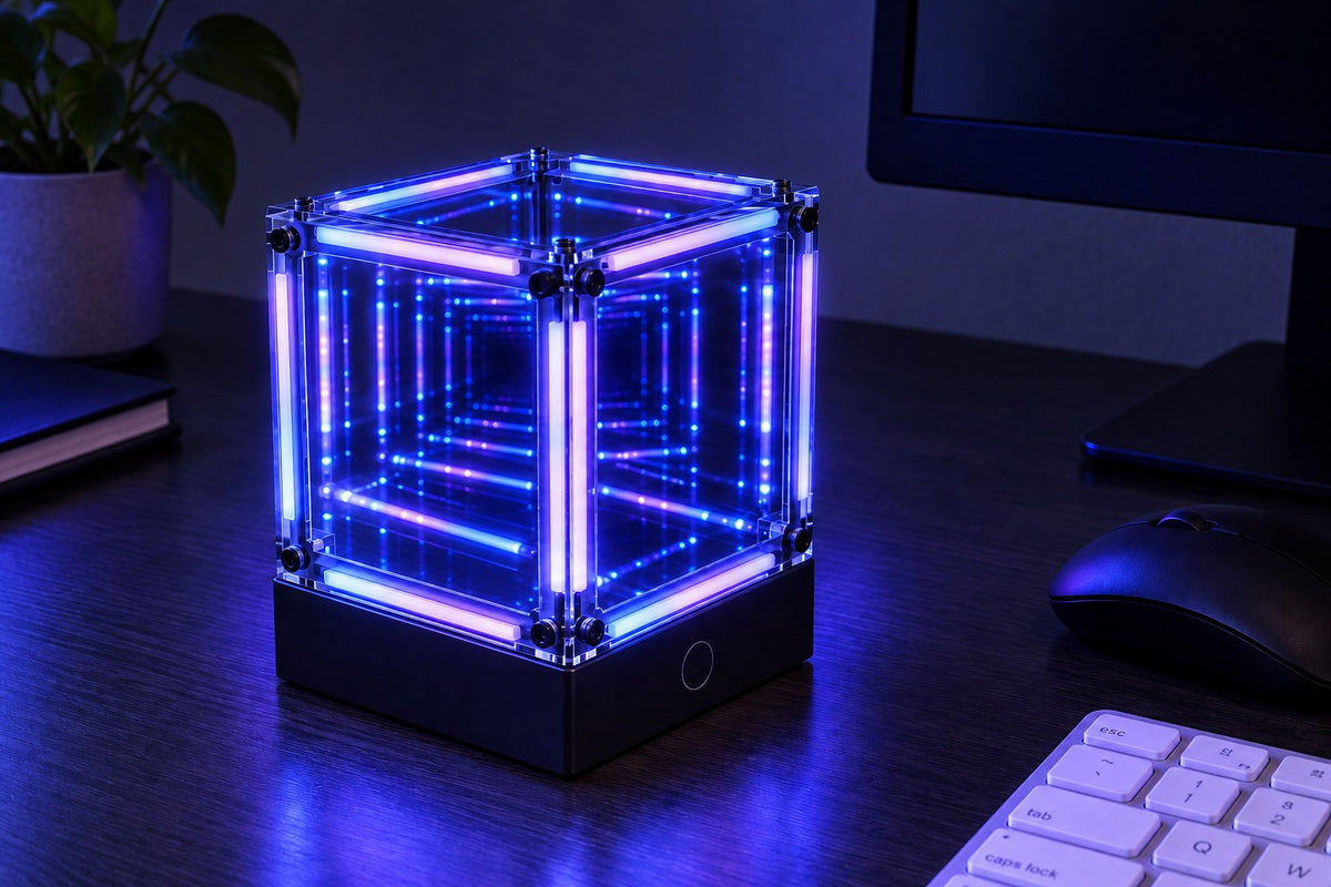 Hyper Cube – LED Display Cube Lamp with the light switched on