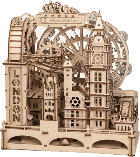 London Marble – Wooden Marble Run Kit with Lights