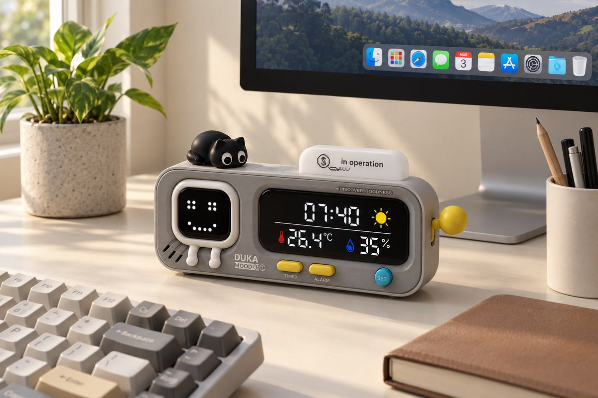 Reloj de escritorio inteligente MoodSync with the light switched off