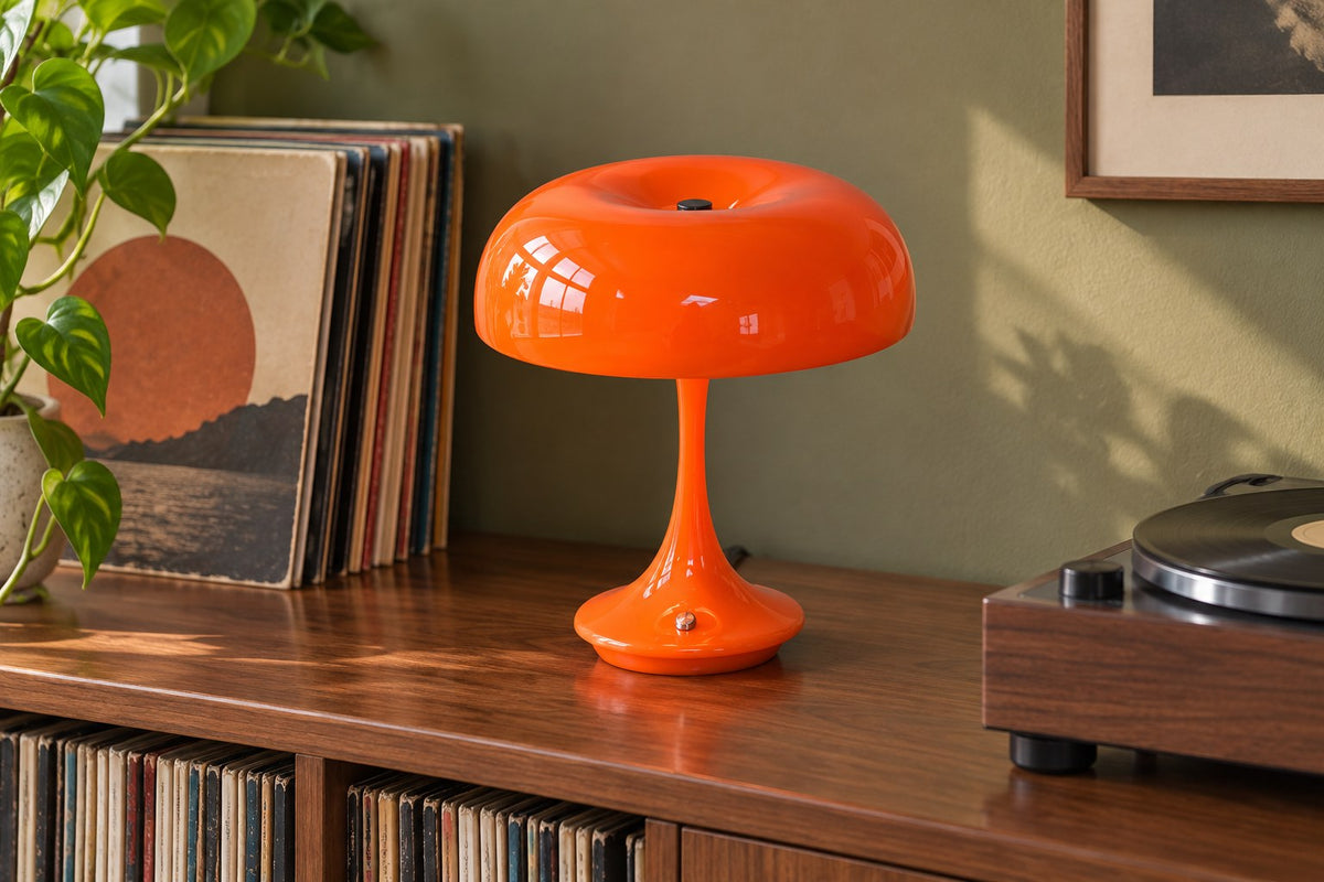 Tangerine Dream – Dimmable USB Mushroom Table Lamp with the light switched off