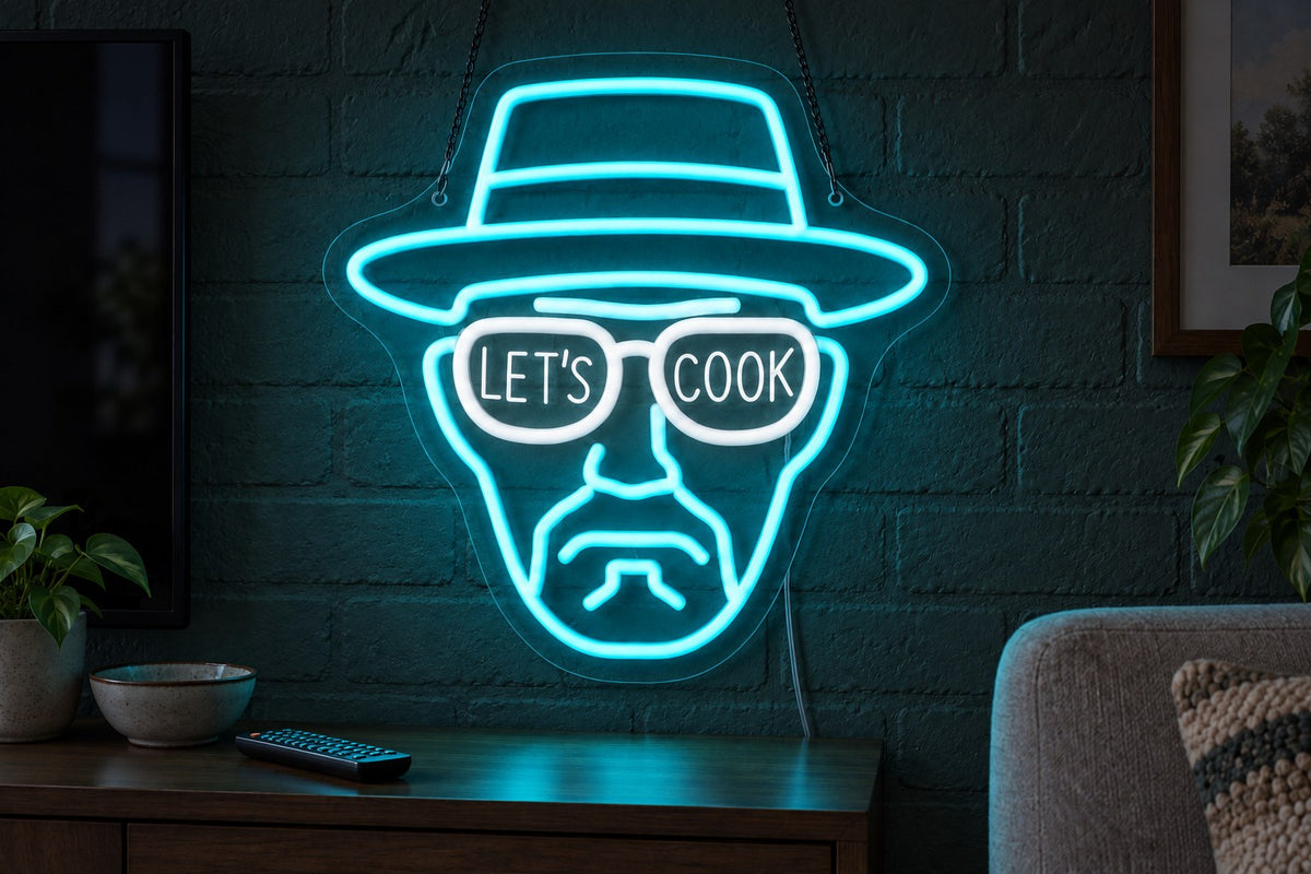 Enseigne murale LED NeonChef with the light switched on