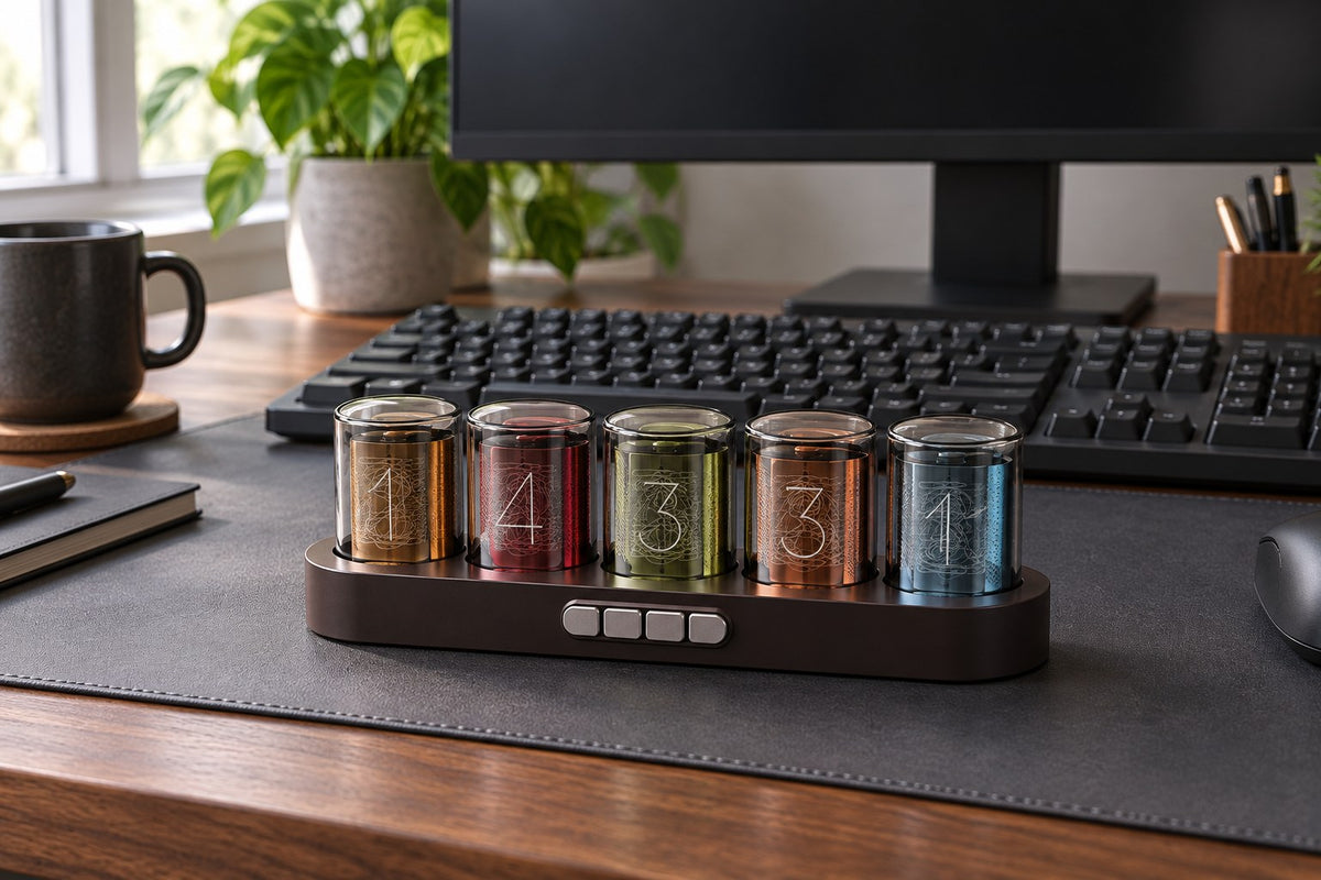 Nixie Clock – RGB Digital Tube-Style Desk Clock with the light switched off