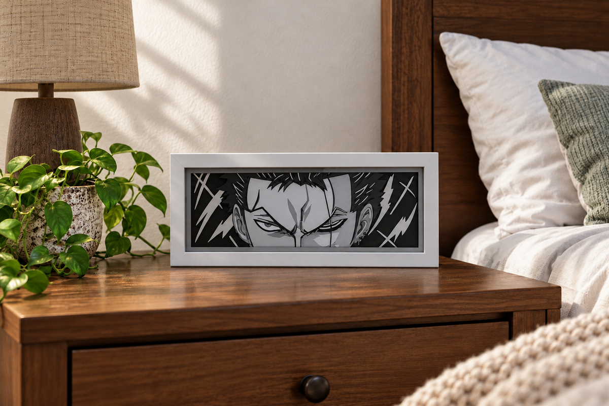 AnimeFrame Zoro artwork in the matching daytime scene, light off