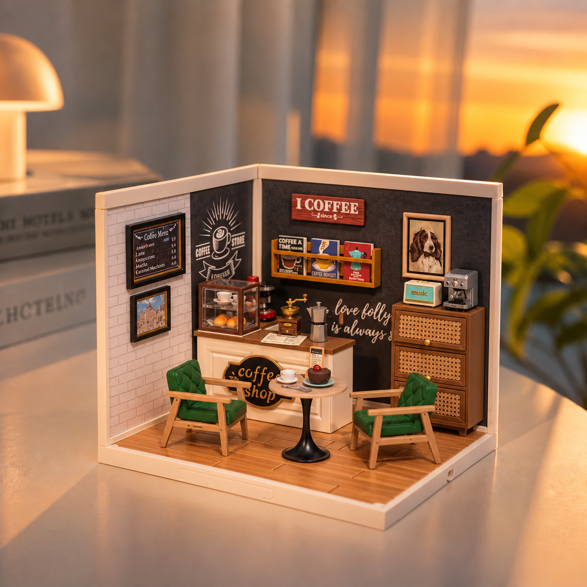 
Corner Café, daytime display setting