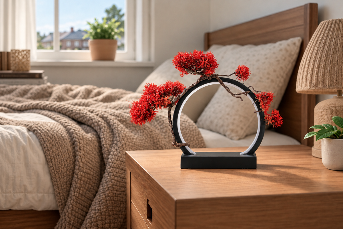 Bonsai Halo – LED Ring Display Ornament — same hero product in daylight, light off