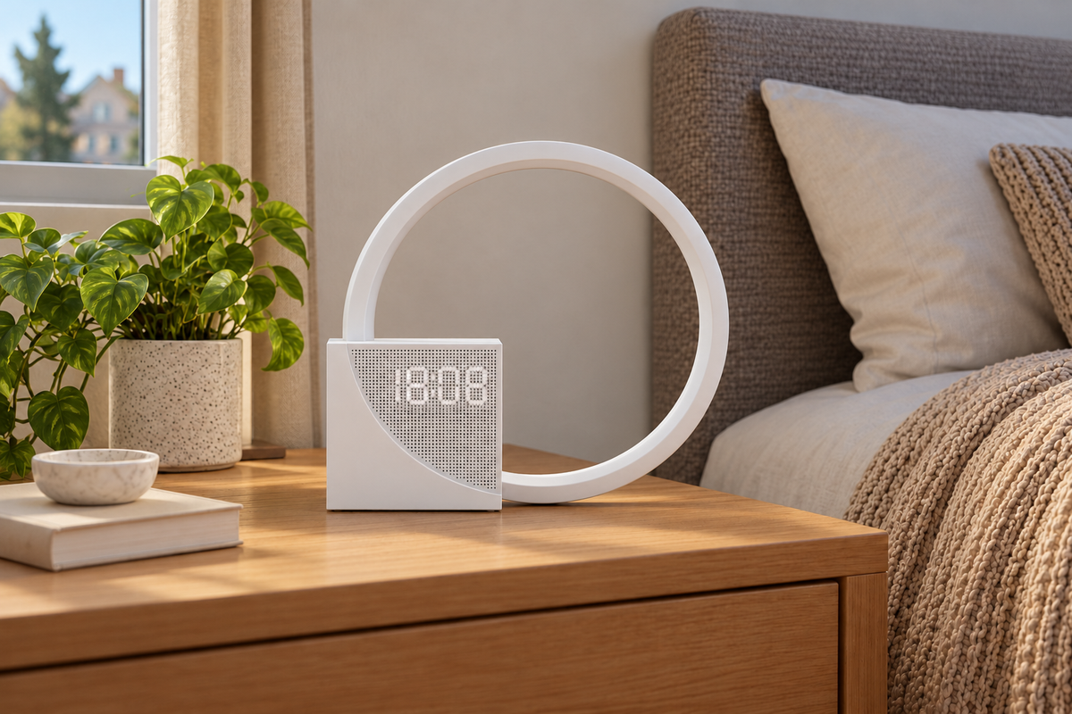 Calm Ring – Nature Sound Ring Lamp with Clock — same hero product in daylight, light off