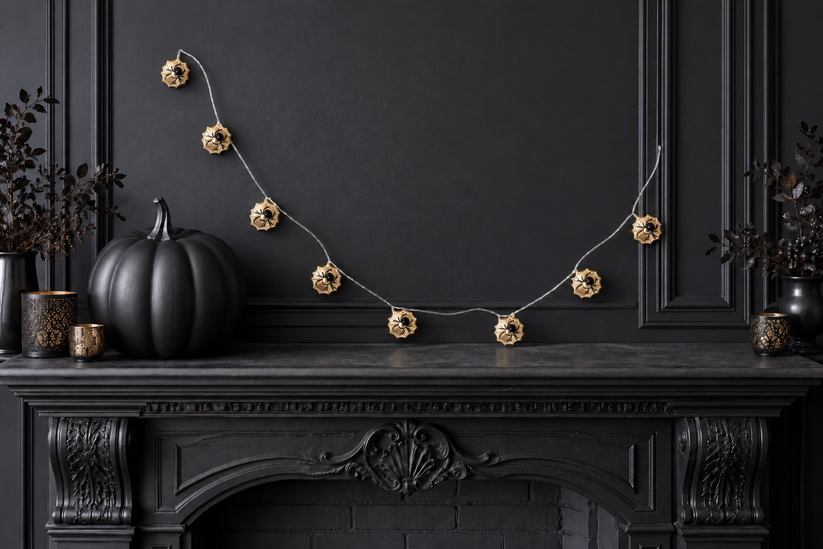 Cobweb Lights – Halloween LED Light String — same hero product in daylight, light off