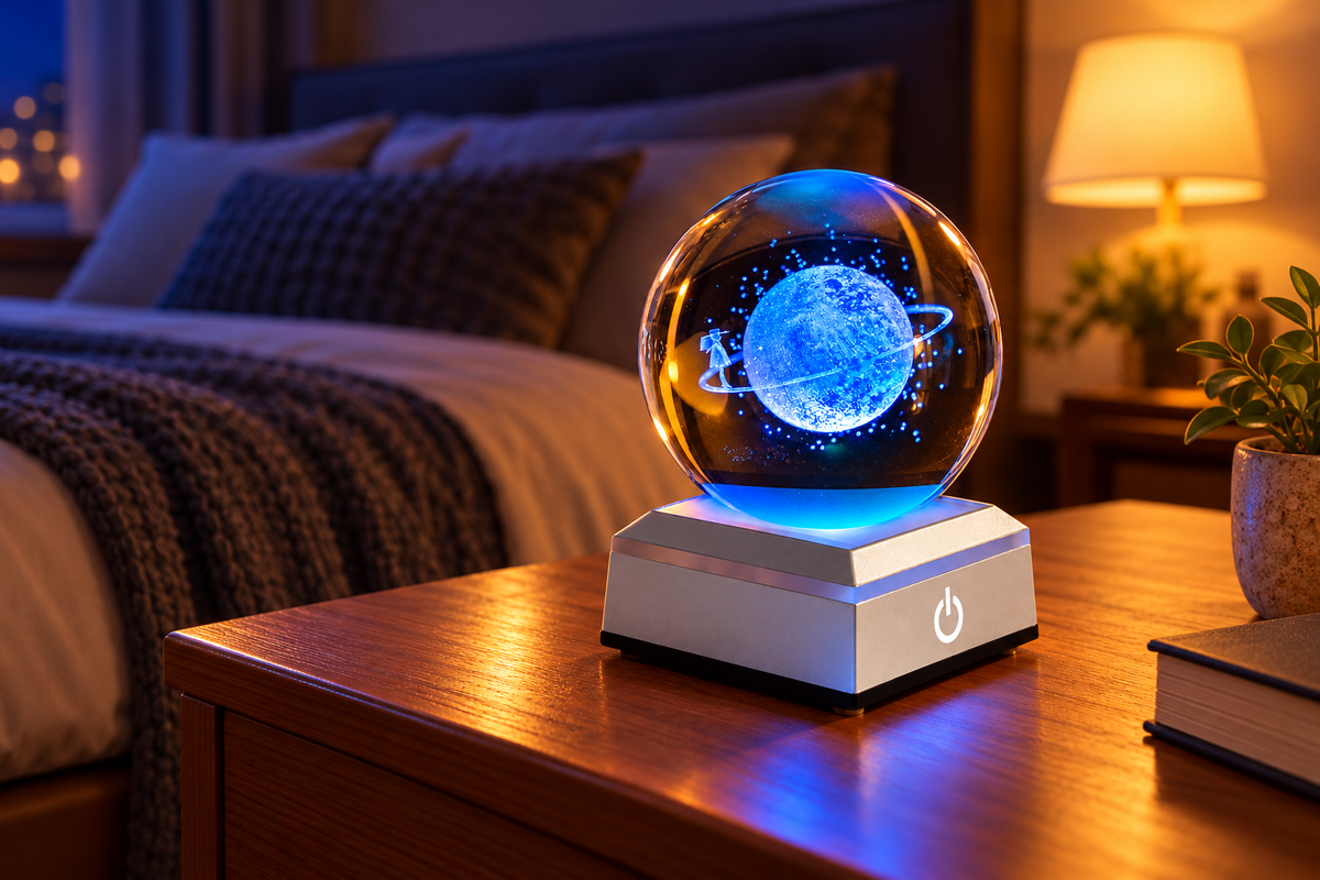Crystal Globe – Glowing Crystal Ball Lamp — same hero product in evening, light on