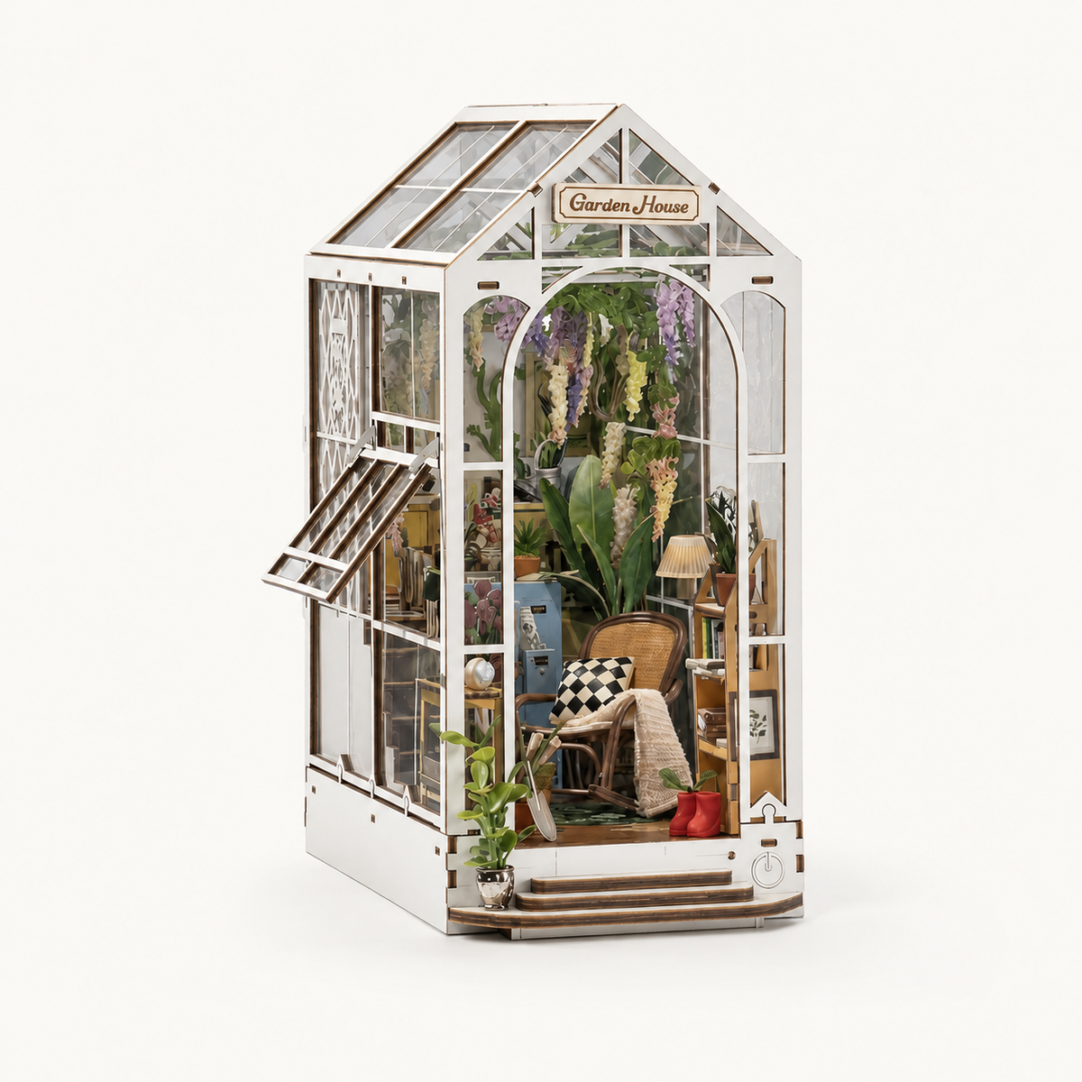 Garden Shed, studio view with the light off