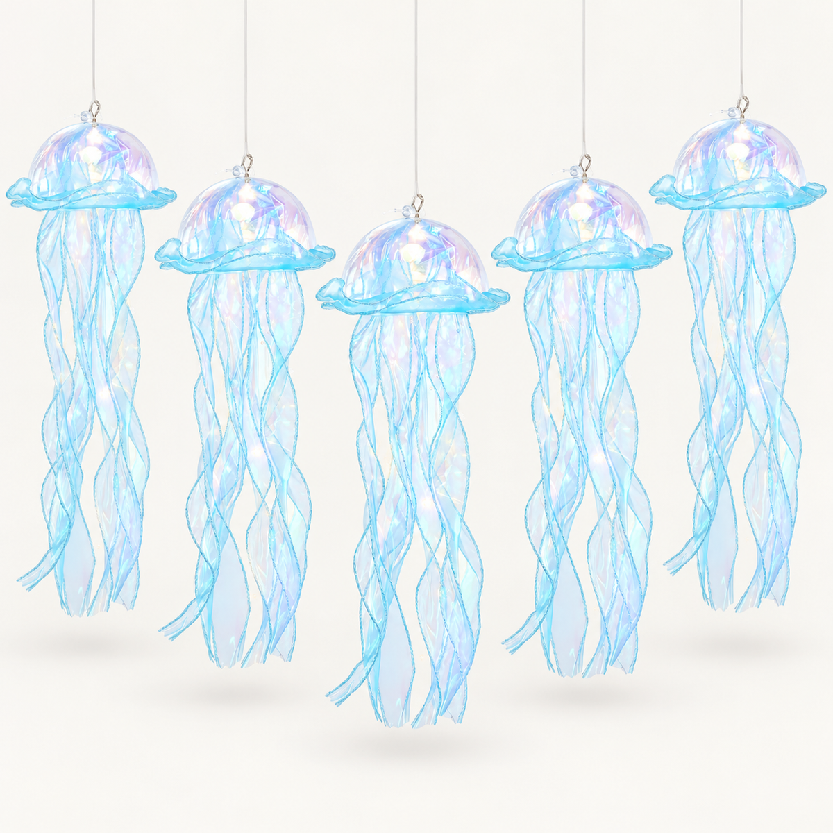Jelly Lantern - Blue Set of 5 - complete set neatly arranged