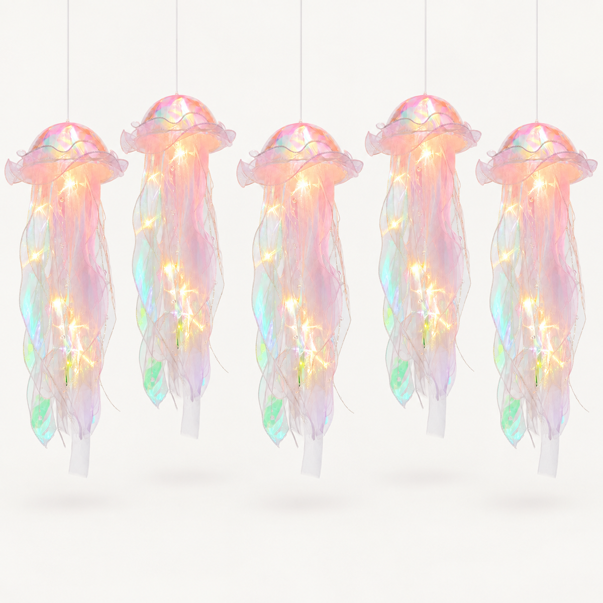 Jelly Lantern - Pink Set of 5 - complete set neatly arranged