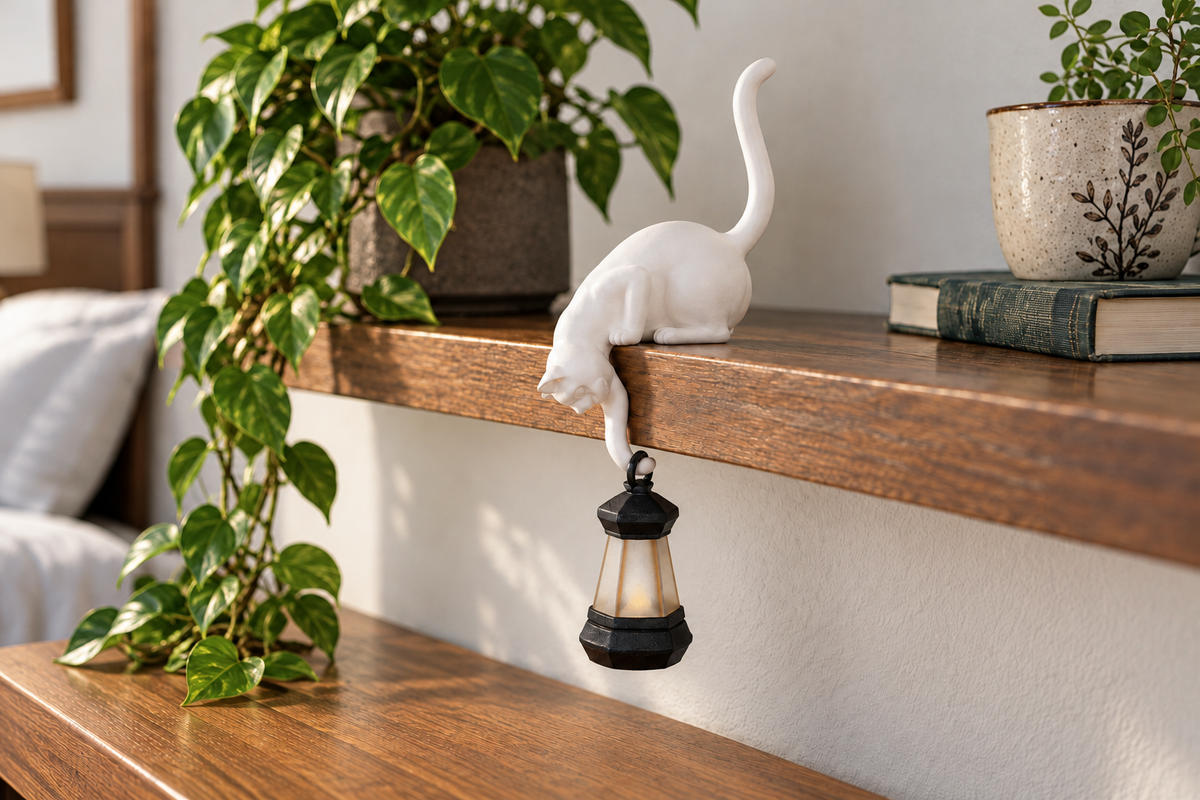Lantern Cat – Cat & Lantern Shelf Light — same hero product in daylight, light off