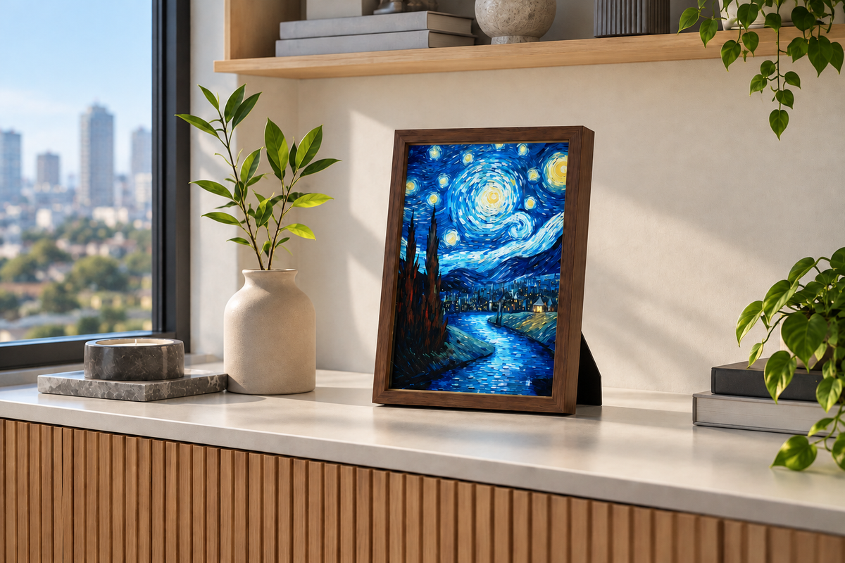 Living Masterpiece – Light Painting Photo Frame — same hero product in daylight, light off