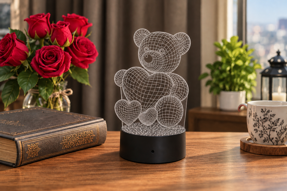 Love Struck – 3D Heart Table Lamp — same hero product in daylight, light off
