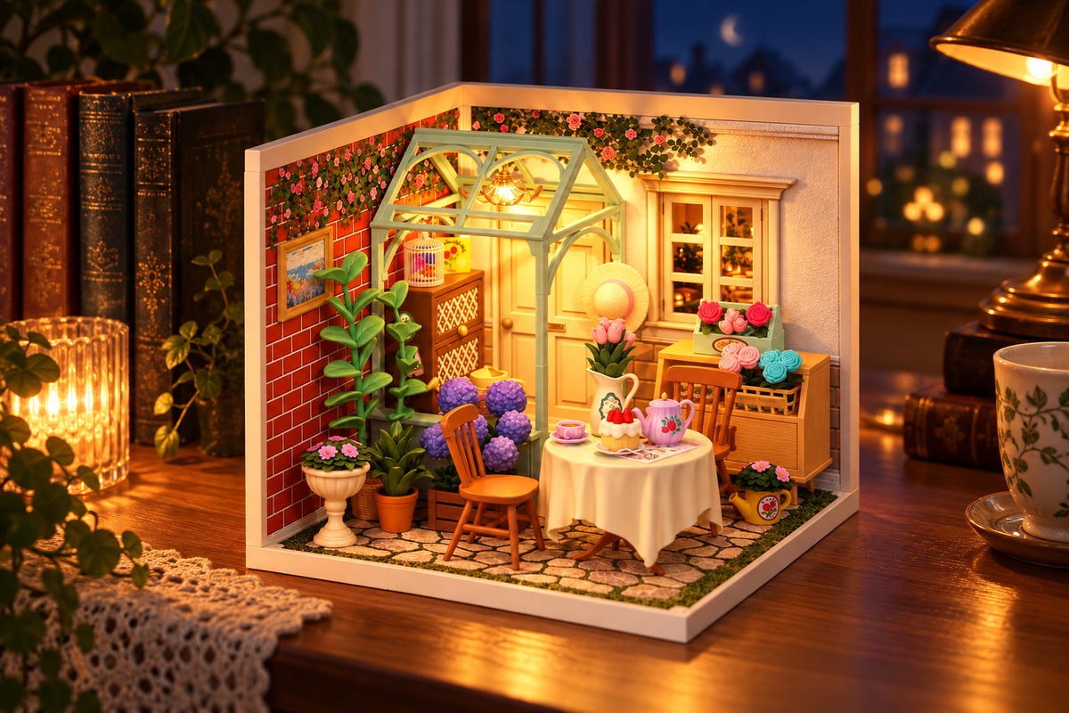 Mini Rooms – Snap-Fit Miniature Room Kit — same hero product in evening, light on