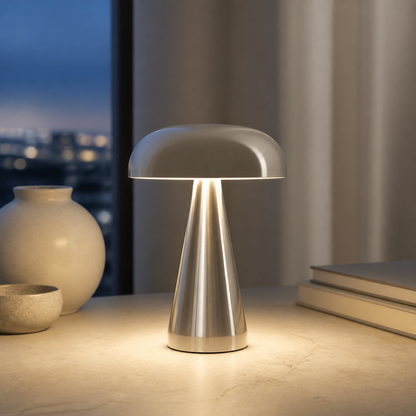 Golden Cap – Rechargeable Metal Mushroom Table Lamp