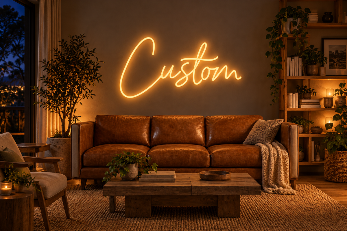 Name Neon – Custom LED Name Sign — same hero product in evening, light on